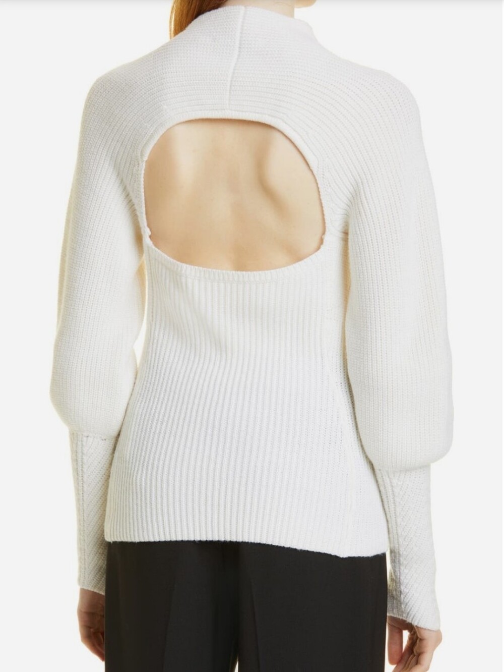 Rebecca Taylor Backless Mock Neck Wool Sweater In Off White Size Large
